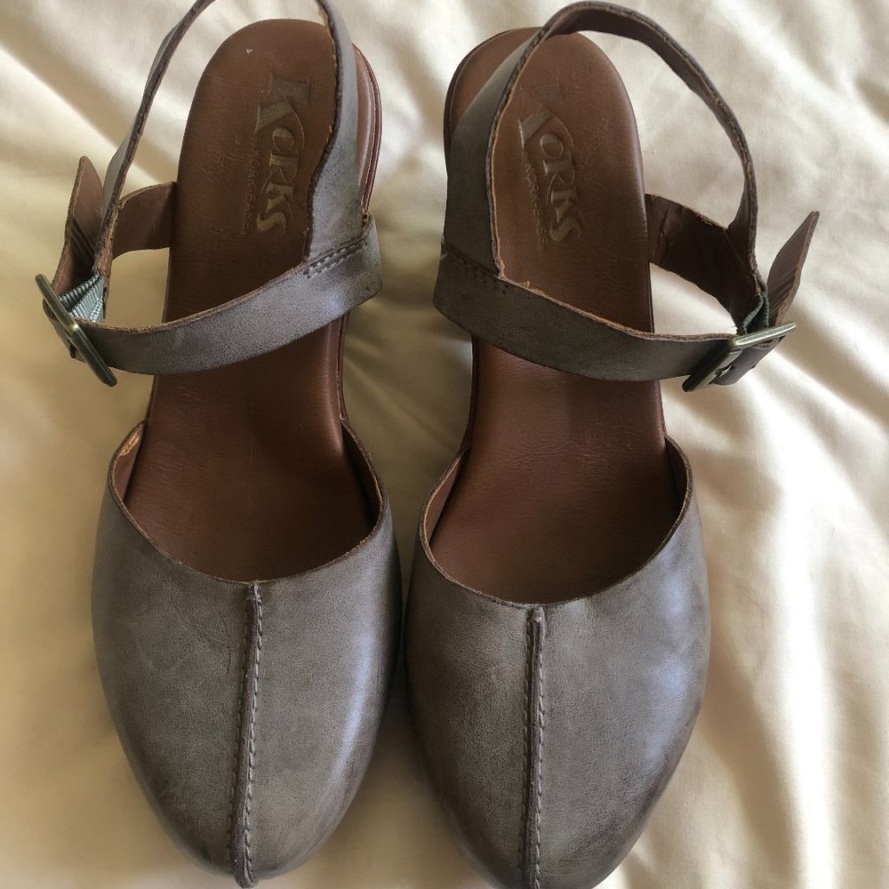 Kork by Kork Ease Portia Leather Strappy Clog Slip on Platform Shoes Size 9